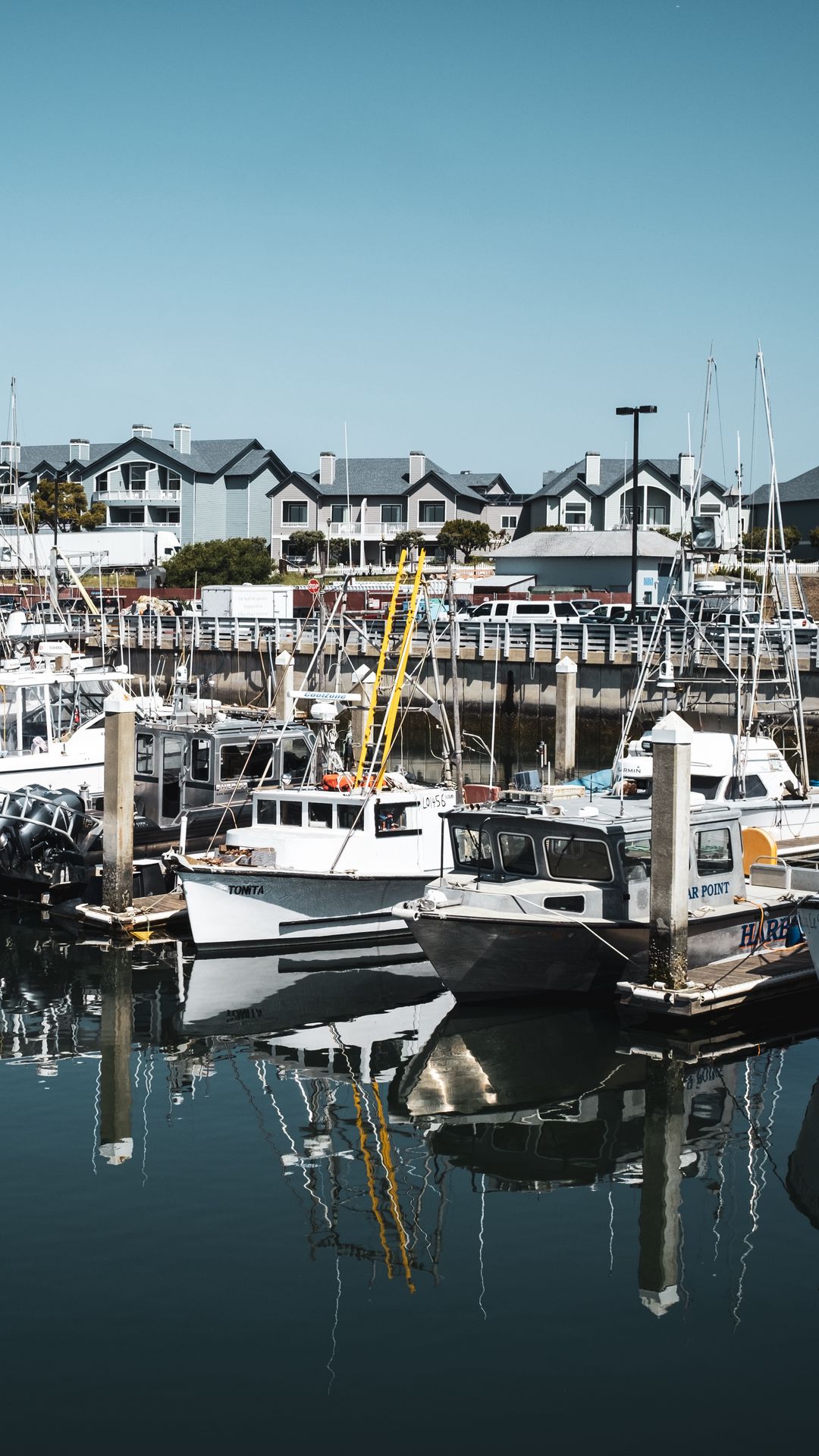 Download wallpaper 1080x1920 boats, water, reflection, pier samsung ...