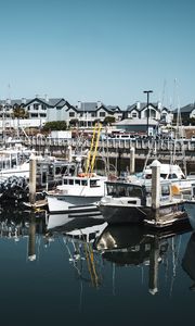 Preview wallpaper boats, water, reflection, pier