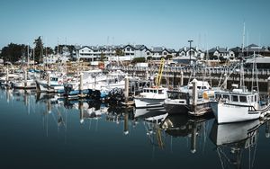 Preview wallpaper boats, water, reflection, pier