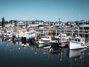 Preview wallpaper boats, water, reflection, pier