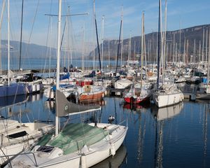 Preview wallpaper boats, yachts, masts, bay, sea