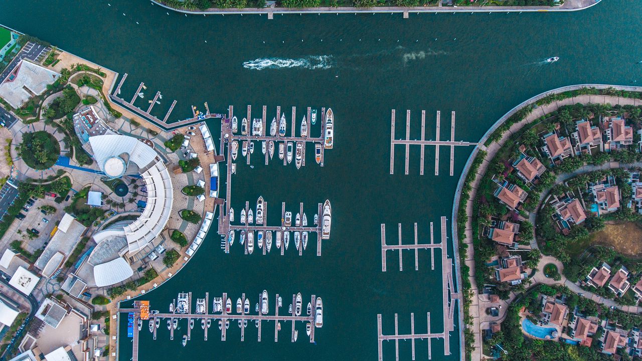Wallpaper boats, yachts, pier, sea, aerial view