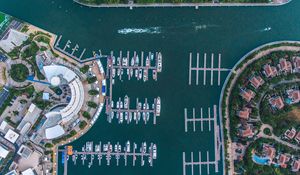 Preview wallpaper boats, yachts, pier, sea, aerial view