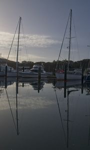 Preview wallpaper boats, yachts, water, lake, reflection, sun