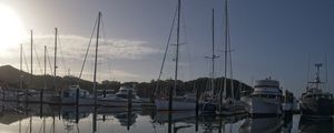 Preview wallpaper boats, yachts, water, lake, reflection, sun