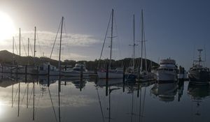 Preview wallpaper boats, yachts, water, lake, reflection, sun
