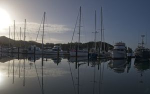 Preview wallpaper boats, yachts, water, lake, reflection, sun