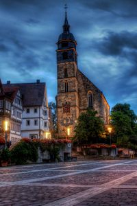 Preview wallpaper boeblingen, germany, area, building, home, church, flowers, hdr