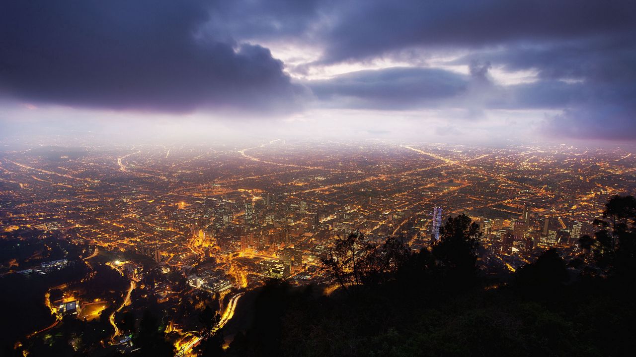 Wallpaper bogota, colombia, night, view from the top