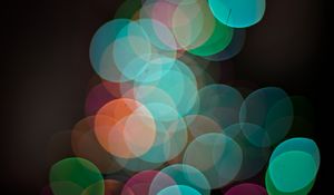 Preview wallpaper bokeh, transparent, multi-colored, black background, dark