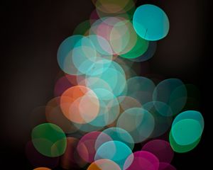 Preview wallpaper bokeh, transparent, multi-colored, black background, dark