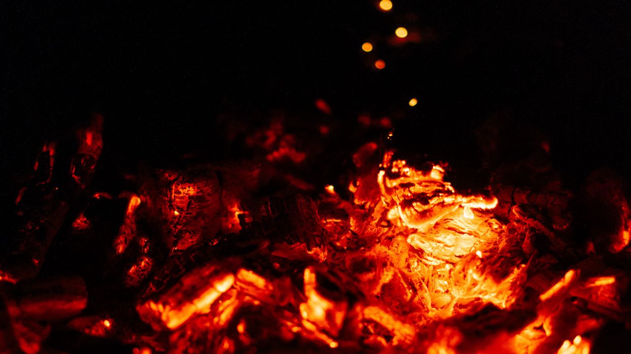 Wallpaper bonfire, coals, dark