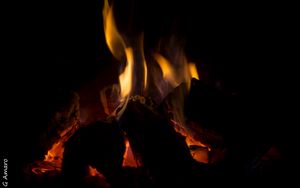 Preview wallpaper bonfire, coals, flame, fire, dark