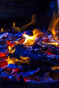 Preview wallpaper bonfire, fire, ash, firewood, embers