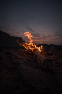 Preview wallpaper bonfire, fire, beach, dusk, dark