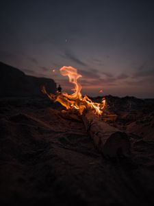 Preview wallpaper bonfire, fire, beach, dusk, dark