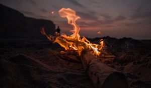 Preview wallpaper bonfire, fire, beach, dusk, dark