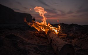 Preview wallpaper bonfire, fire, beach, dusk, dark