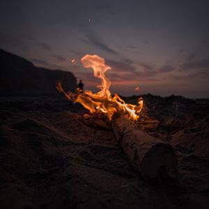 Preview wallpaper bonfire, fire, beach, dusk, dark