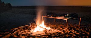 Preview wallpaper bonfire, fire, beach, night, dark