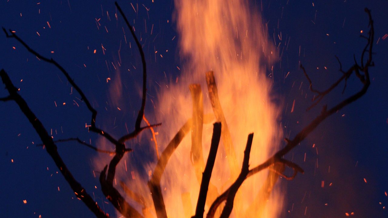 Wallpaper bonfire, fire, branches, sparks