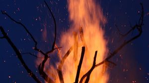 Preview wallpaper bonfire, fire, branches, sparks