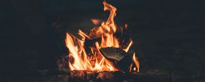 Preview wallpaper bonfire, fire, camping, firewood, night