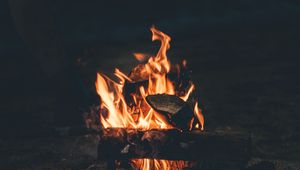 Preview wallpaper bonfire, fire, camping, firewood, night