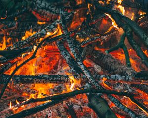 Preview wallpaper bonfire, fire, coals, ash