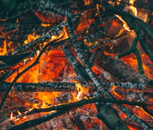 Preview wallpaper bonfire, fire, coals, ash