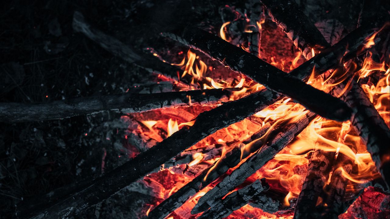 Wallpaper bonfire, fire, coals, firewood