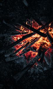 Preview wallpaper bonfire, fire, coals, firewood