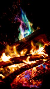 Preview wallpaper bonfire, fire, dark, sparks, flame