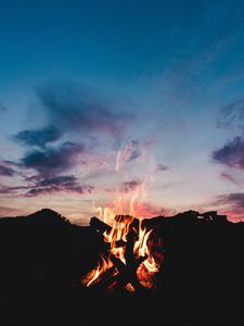 Preview wallpaper bonfire, fire, dark, dusk, nature