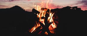 Preview wallpaper bonfire, fire, dark, dusk, nature