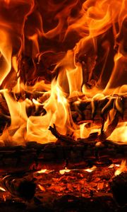Preview wallpaper bonfire, fire, embers, ash, flame, dark