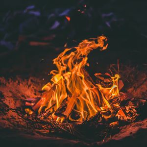 Preview wallpaper bonfire, fire, firewood, flame