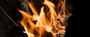 Preview wallpaper bonfire, fire, firewood, ash, coals