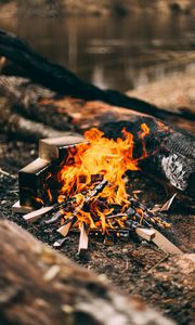 Preview wallpaper bonfire, fire, firewood, camping