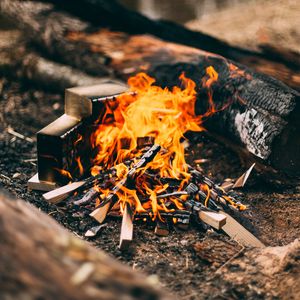 Preview wallpaper bonfire, fire, firewood, camping