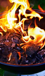 Preview wallpaper bonfire, fire, firewood, coal