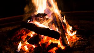 Preview wallpaper bonfire, fire, firewood, flame, coal