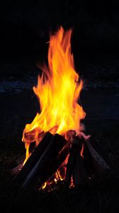 Preview wallpaper bonfire, fire, firewood, camping, night