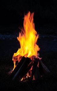 Preview wallpaper bonfire, fire, firewood, camping, night