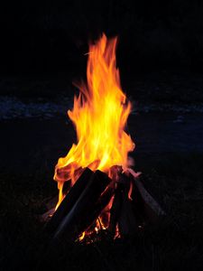 Preview wallpaper bonfire, fire, firewood, camping, night