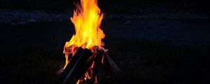 Preview wallpaper bonfire, fire, firewood, camping, night