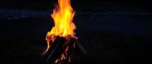 Preview wallpaper bonfire, fire, firewood, camping, night