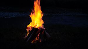 Preview wallpaper bonfire, fire, firewood, camping, night