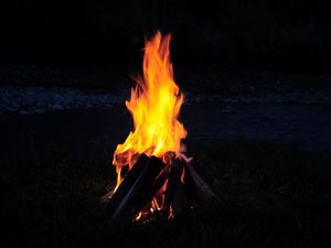 Preview wallpaper bonfire, fire, firewood, camping, night