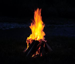 Preview wallpaper bonfire, fire, firewood, camping, night